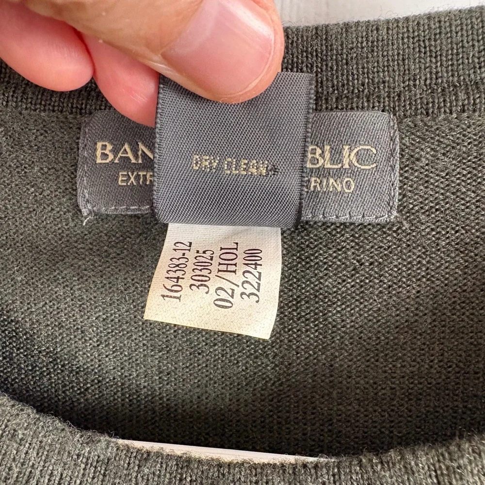 Banana Republic Sweater Mens XXL Green Italian Merino Wool Crewneck Minimalist